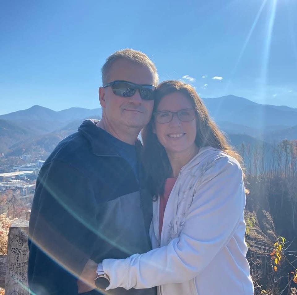 Alan and Taryn together on a mountain overlook