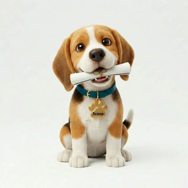 Puppy holding quote paper