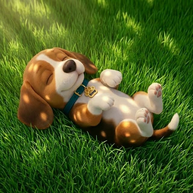 Puppy relaxing in grass